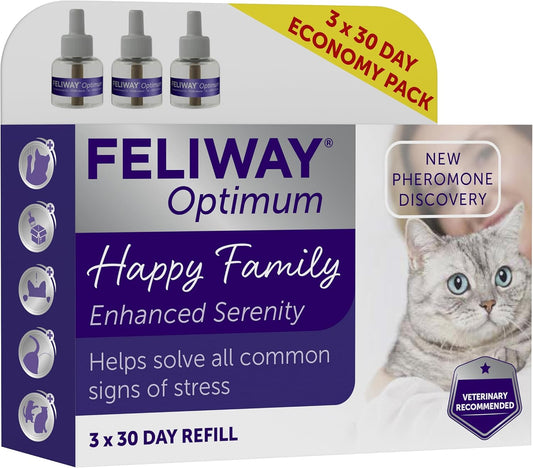 Feliway Optimum Cat Calming Diffuser Refill - 3 Pack (3 Months Supply)
