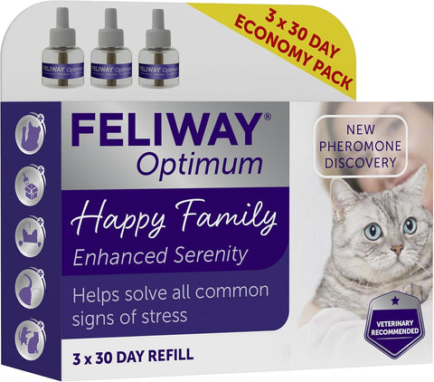 Feliway Optimum Cat Calming Diffuser Refill - 3 Pack (3 Months Supply)