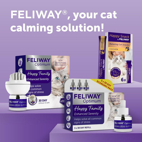 Feliway Optimum Cat Calming Diffuser Refill - 3 Pack (3 Months Supply)