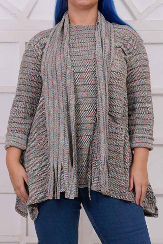 Multi-Colour Stripe Scarf Tunic Top