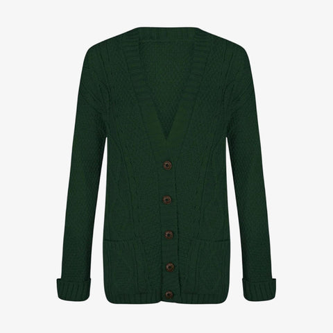 Women's Chunky Cable Knit Button-Up Cardigan