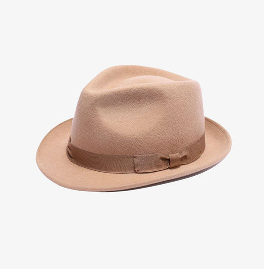 Beige Wool Trilby Hat