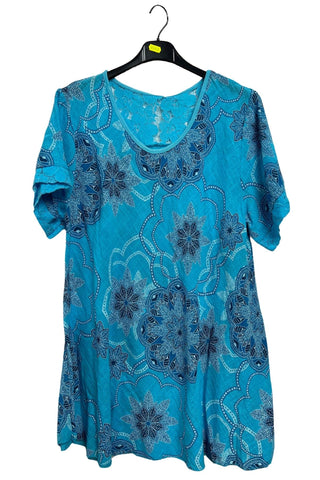 Intricate Floral Geometric Pattern Lace Detail Cotton Top