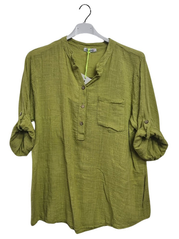 Plain Chest Pocket Tunic Cotton Top