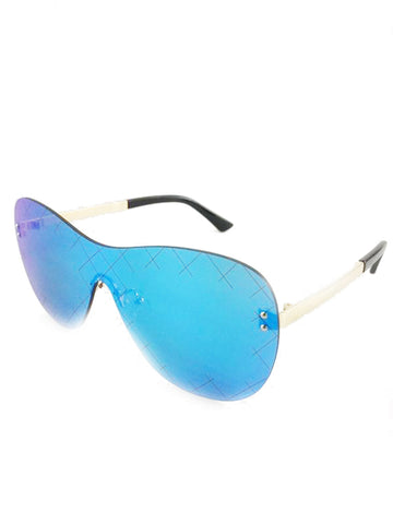 Rimless Shield Cross Pattern Sunglasses
