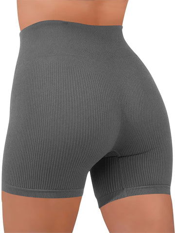 Plain Seamless Ribbed Gym Wear Shorts