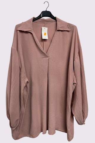 Plain Elastic Cuff Sleeve Oversized Top