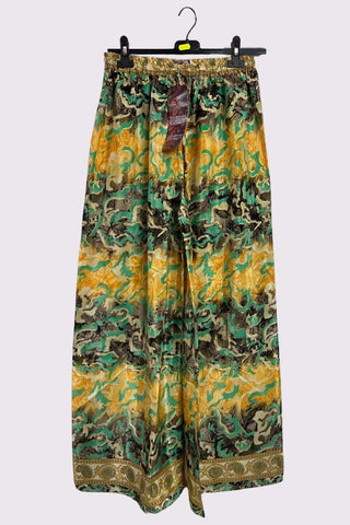 Tie Dye Tropical Leaf Print Wide Leg Trousers