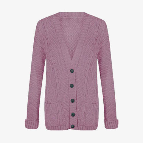 Women's Chunky Cable Knit Button-Up Cardigan