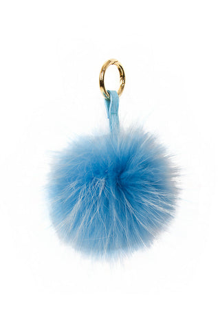 Large Fur Pom Pom Keyring With Leather Strap