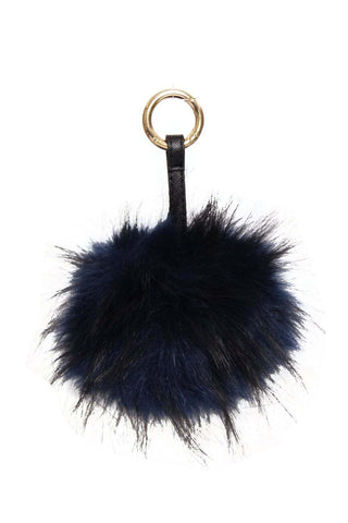 FAUX Raccoon Pom Pom Keyring Charm with Leather Strap