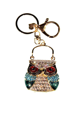 Owl Diamante Bag Charm Keyring