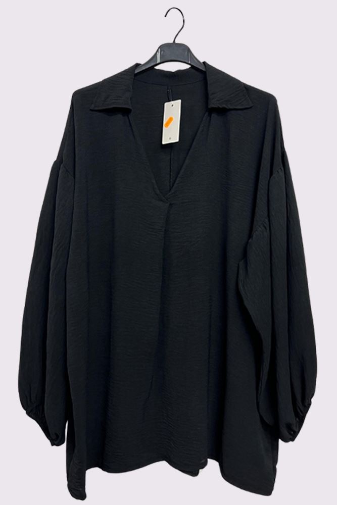 Plain Elastic Cuff Sleeve Oversized Top