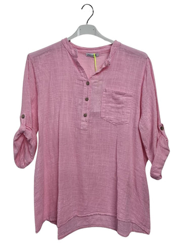 Plain Chest Pocket Tunic Cotton Top