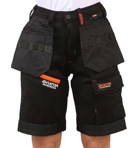 Men's Polyester Cargo Workwear Short - Black