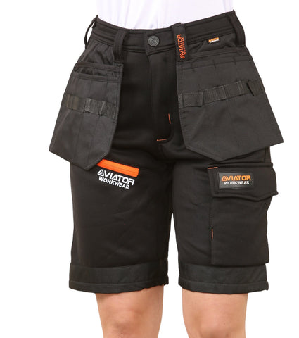 Men's Polyester Cargo Workwear Short - Black