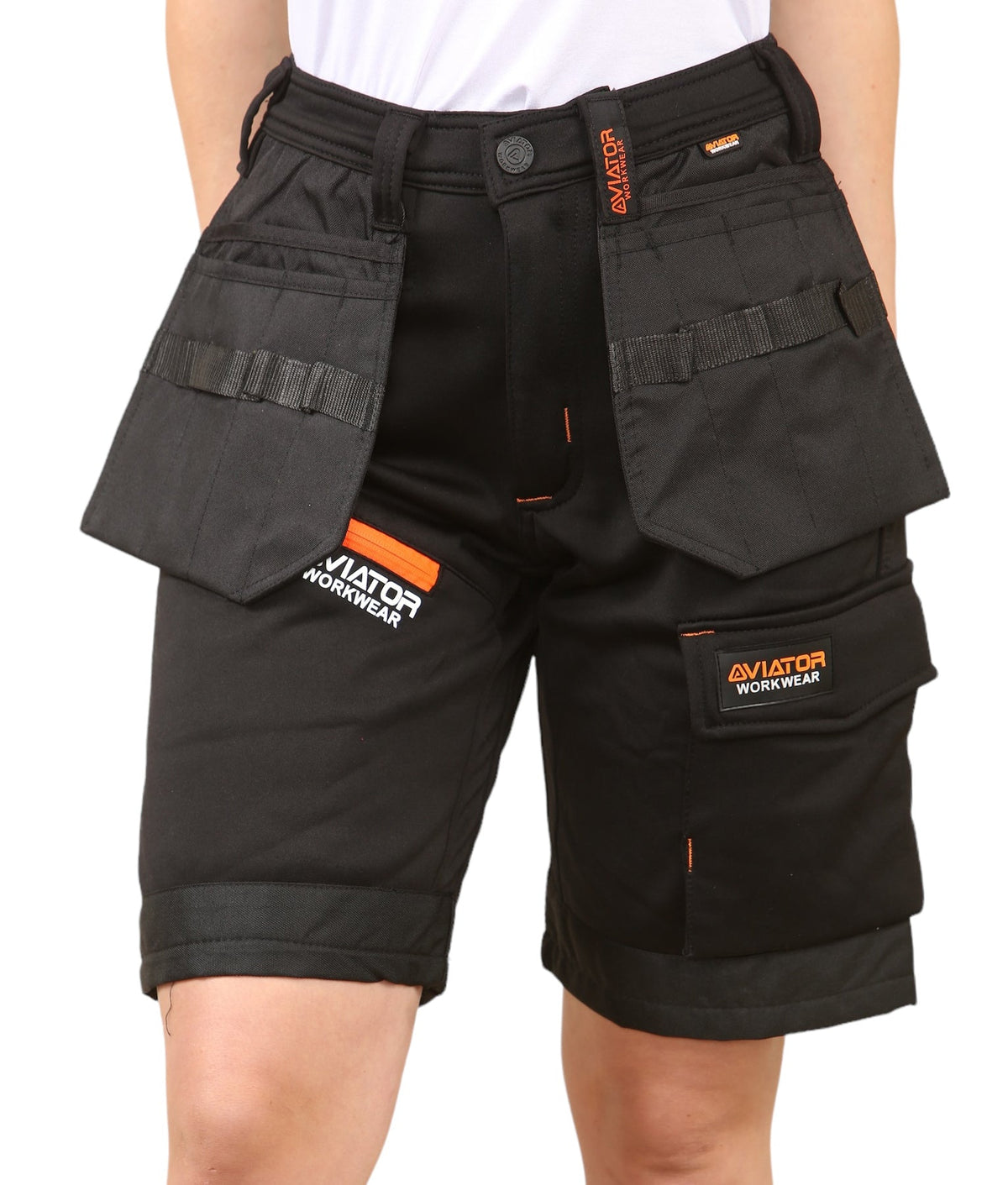 Men's Polyester Cargo Workwear Short - Black