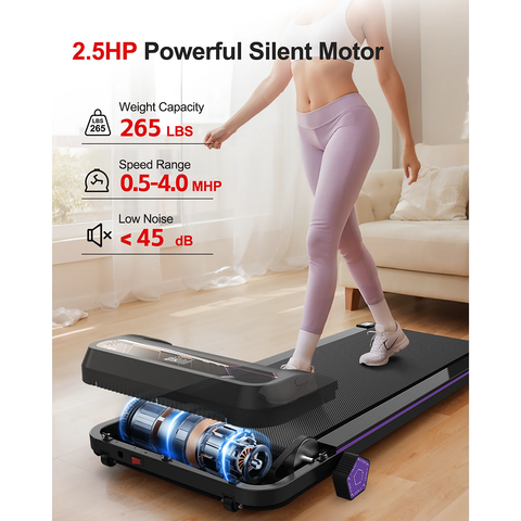 Compact Under Desk Walking Treadmill with Digital Display for Home & Office