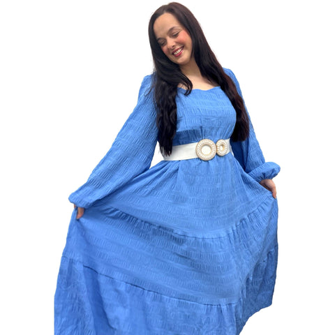 Elegant Off-Shoulder Puff Sleeve Maxi Dress (Various Colors)