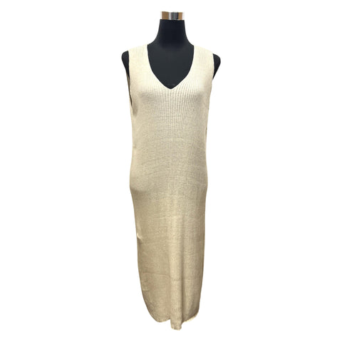 Cream Textured Knit Sleeveless Dress