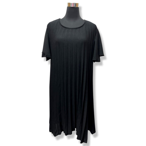 Raven Black Fine Pleat Mini Dress