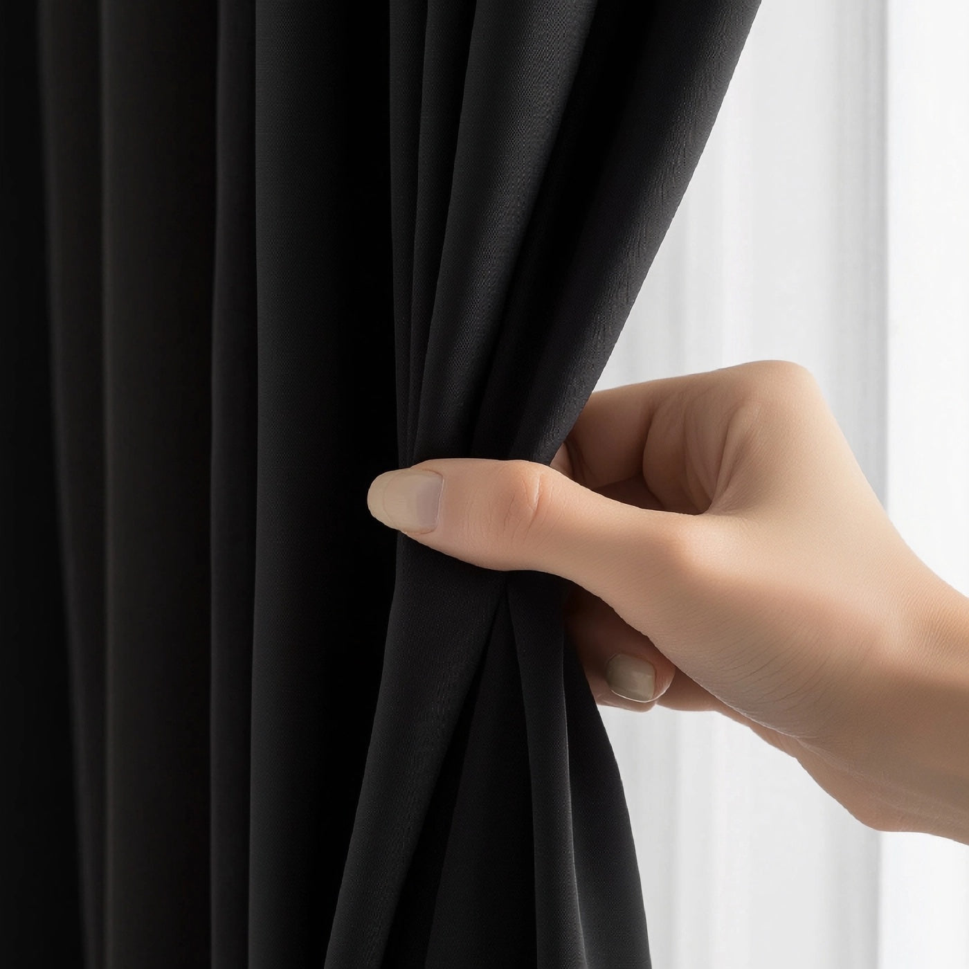 Black Blackout curtains  Eyelet Ready Made Pair & 2 Tie Backs