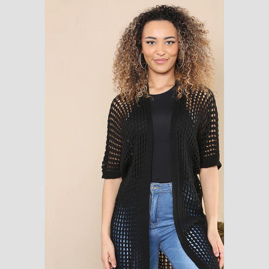 Ebony Open-Weave Summer Cardigan