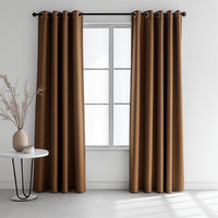 Brown Blackout curtains  Eyelet Ready Made Pair & 2 Tie Backs