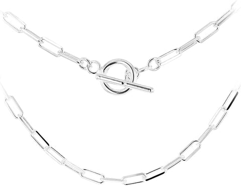 Chain T Bar Sterling Silver Necklace