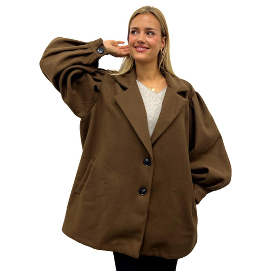 Balloon Sleeve Button-Front Coat (Various Colors)