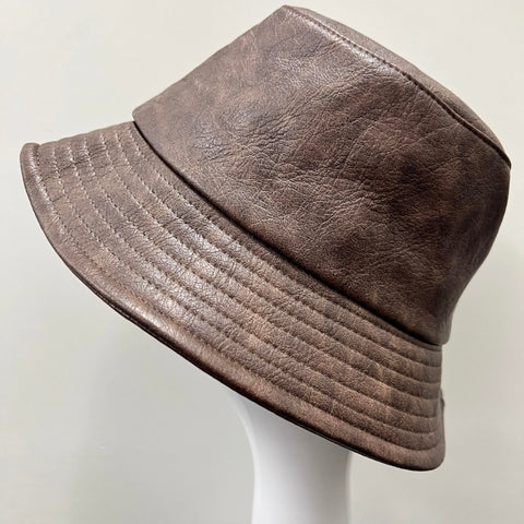 Leather effect hat washed leather effect herringbone