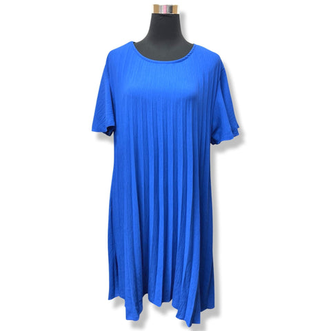 Electric Blue Ribbed Pleat Tunic