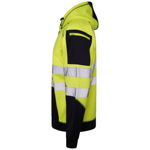 High Vis 3 Pockets 5 thread Zipper Hoodies - Yellow/Navy