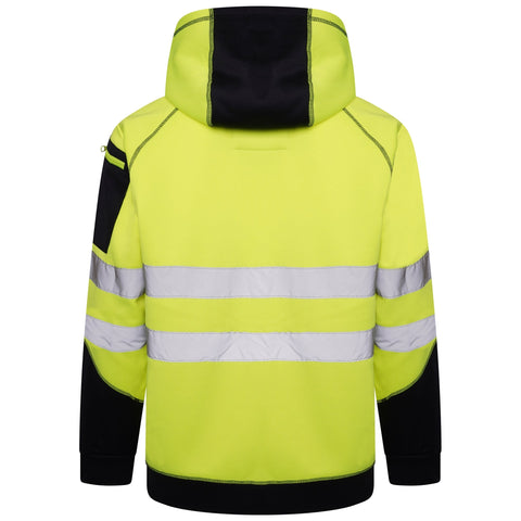 High Vis 3 Pockets 5 thread Zipper Hoodies - Yellow/Navy