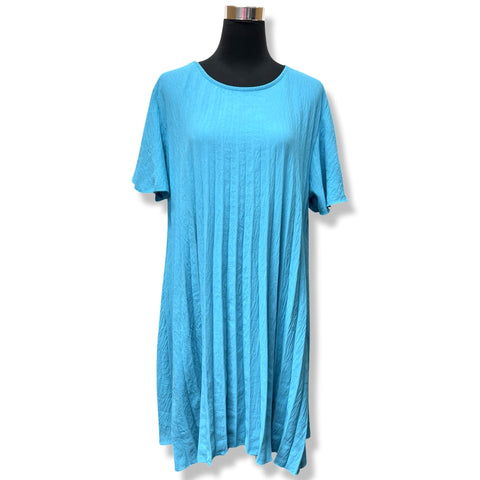 Turquoise Ripple Pleated Mini Dress