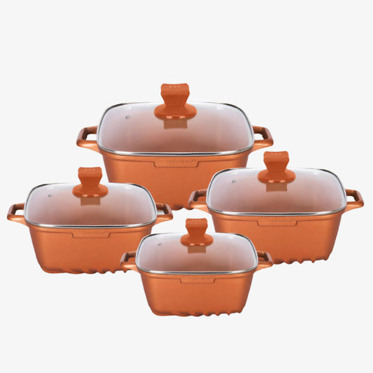 Nea Seramiq Cuprum Diecast Square Stockpot Set 4-Piece