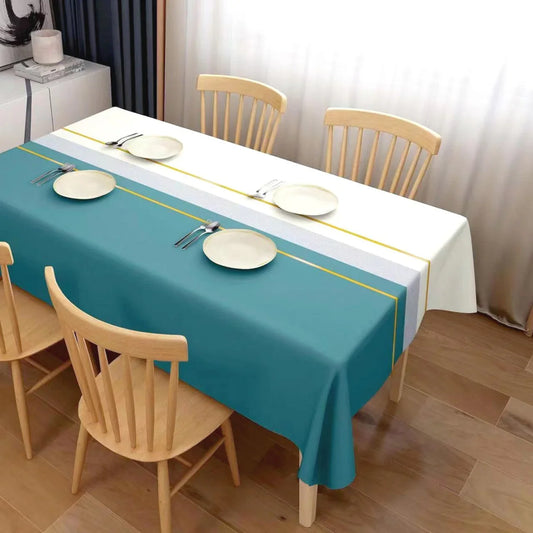Durane White & Turquoise Striped Plastic Table Cover Roll 1.37x20m