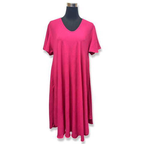 Fuchsia Bloom Flutter Sleeve Dress