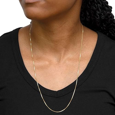 Gold Gilded Box Chain Yellow Necklace For Women