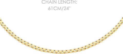 Gold Gilded Box Chain Yellow Necklace 61cm