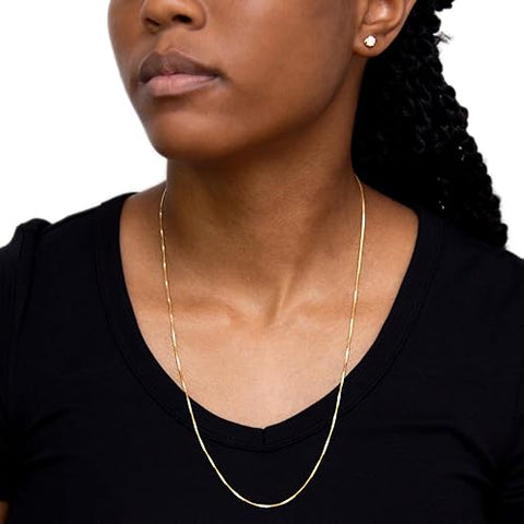 Gold Gilded Box Chain Yellow Necklace Jewlry