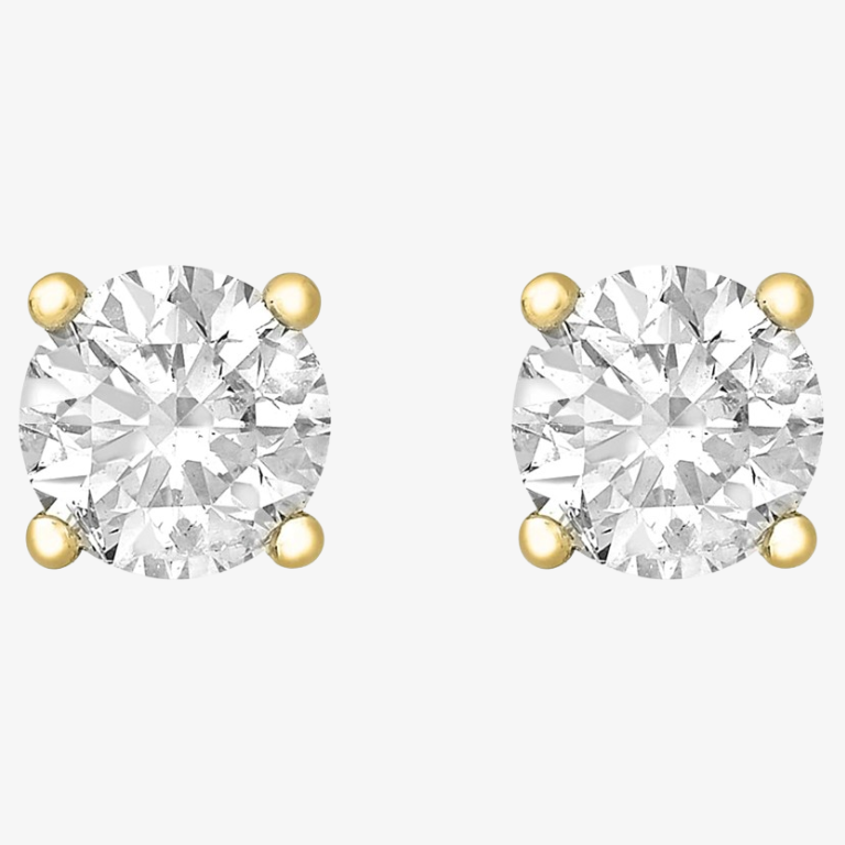 Gold Plated Cubic Zirconia Stud Earrings 5mm