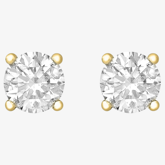 Gold Plated Cubic Zirconia Stud Earrings 5mm