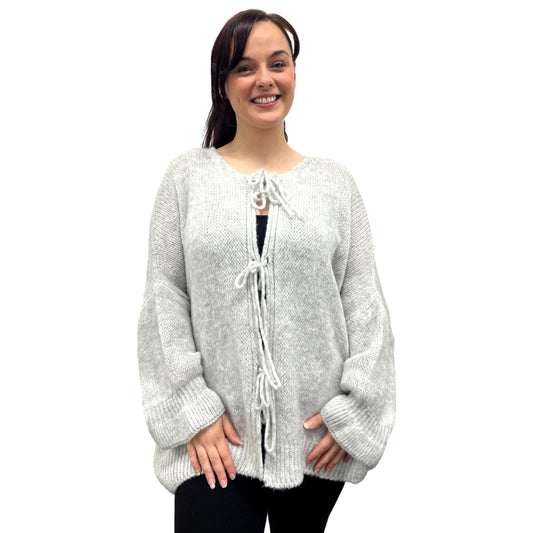 Multi-Tie Open Front Knit Cardigan (Various Colors)