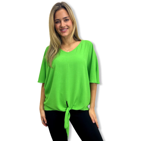 Vibrant Lime Gathered Hem Top