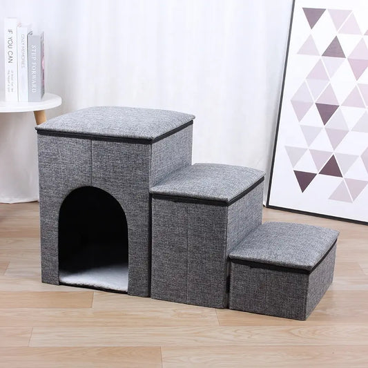 Pet Folding Steps & Storage Portable Ladder for Small Dogs & Cats