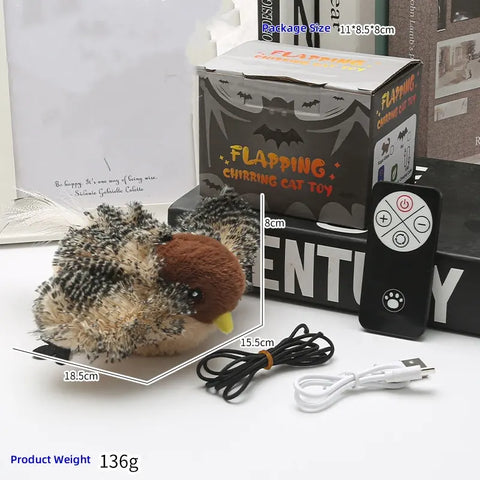 Interactive Rechargeable Chirping Bird Cat Toy with Catnip