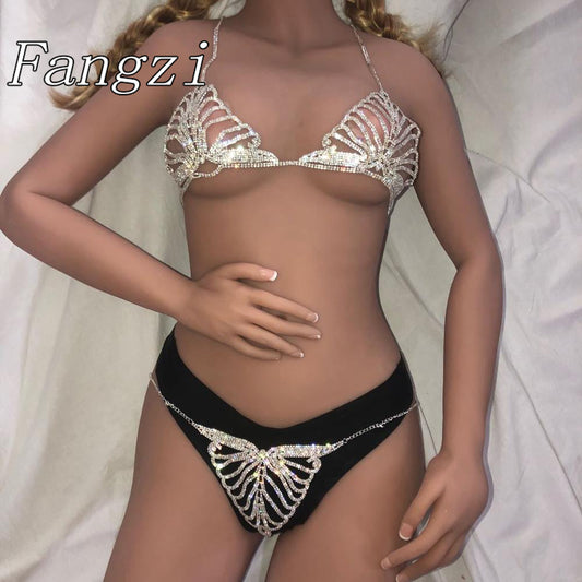 Bikini Gold Rhinestone Body Chain for Women Luxurious Beach & Party Jewelry
