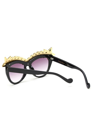 Star Diamante Retro Round Cat Eye Sunglasses