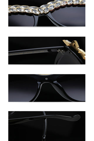 Star Diamante Retro Round Cat Eye Sunglasses